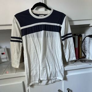 CAMP COLLECTION blue and white retro long sleeve tee